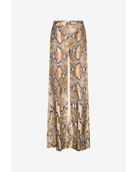 Roberto Cavalli White Python Print Trousers