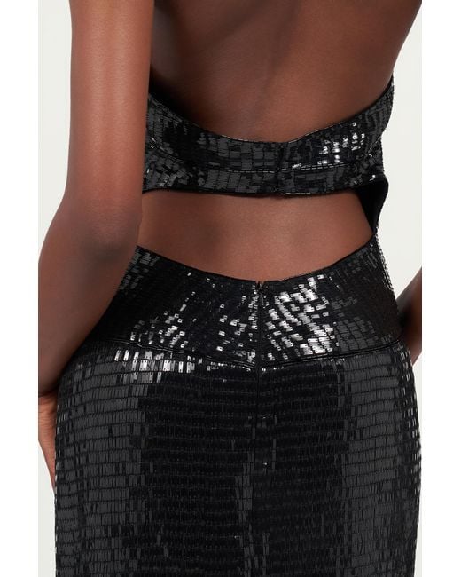 Roberto Cavalli Black Long Sequin Dress