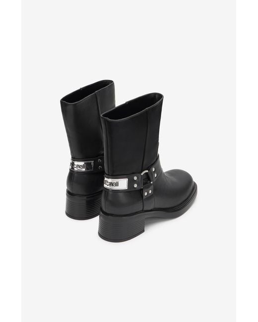 Roberto Cavalli Black Boots With Logo Detail