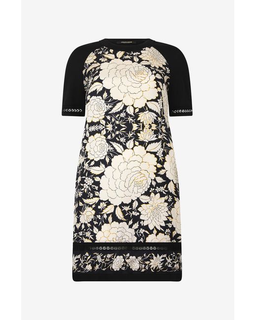 Roberto Cavalli Black Mini Dress With Floral Print