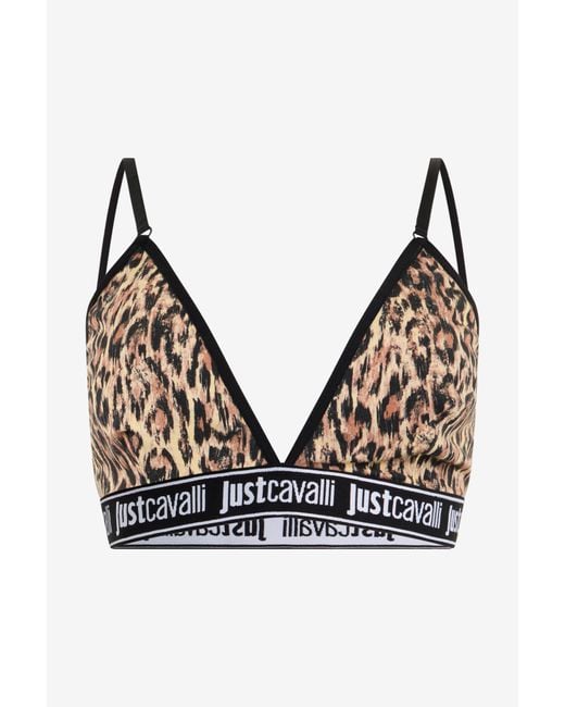 Roberto Cavalli Black Jaguar Skin Print Triangle Bra