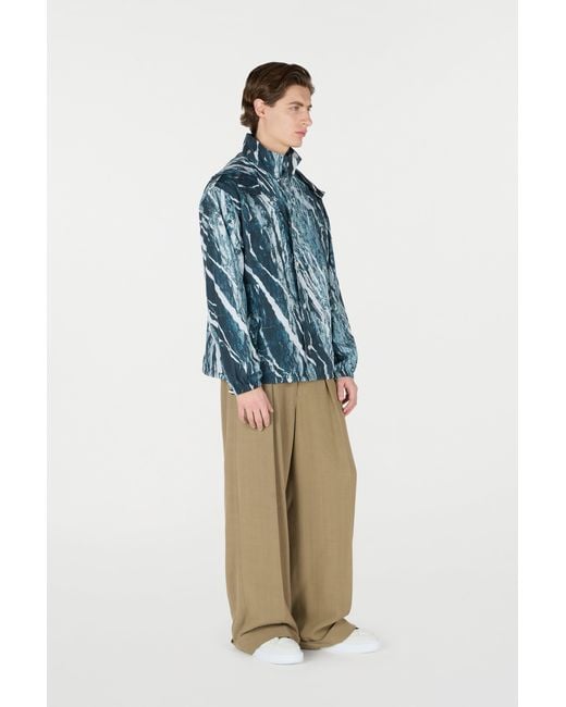 Roberto Cavalli Blue Marble-Print Bomber Jacket for men