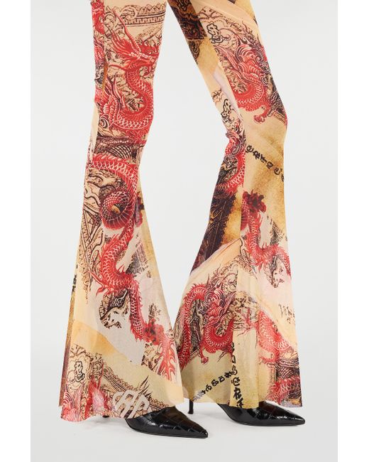 Roberto Cavalli White Pants With Oriental Print