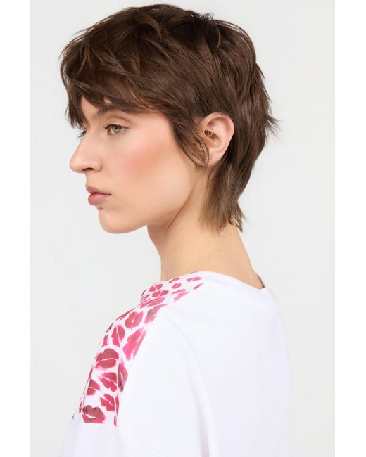 Roberto Cavalli White The Jaguar Kiss Print T-Shirt