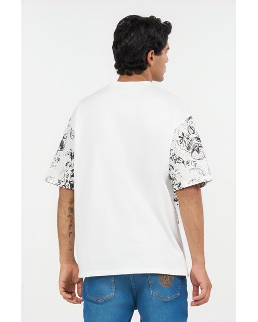 Roberto Cavalli White T-Shirt With Ornamental Design for men