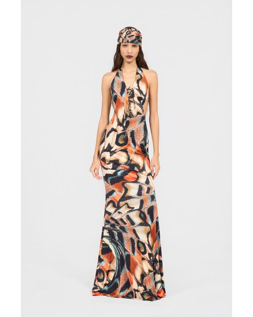 Roberto Cavalli White Butterfly Print Dress