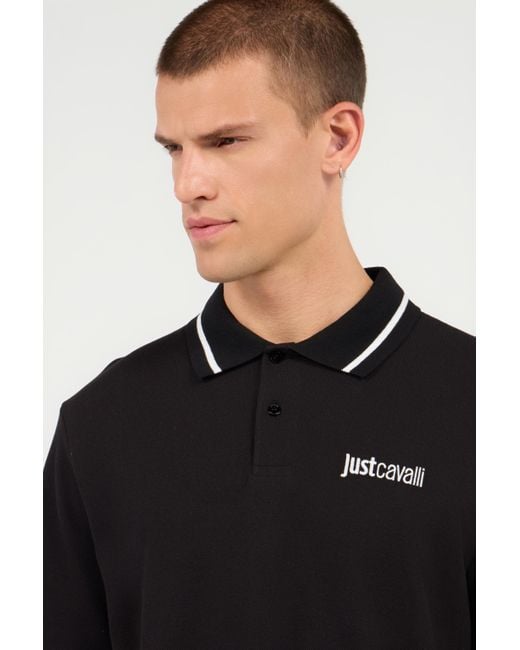 Roberto Cavalli Black Polo With Logo for men