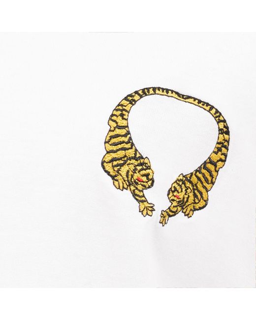 Roberto Cavalli White Cotton T-Shirt With Tigers