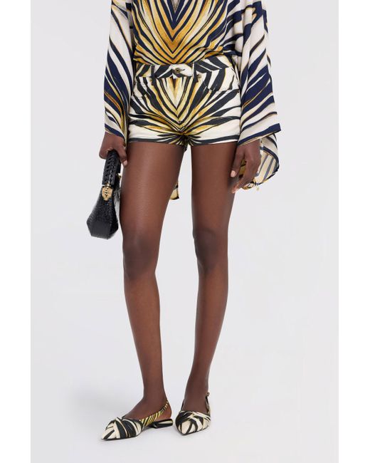 Roberto Cavalli Multicolor Ray Of Print Denim Shorts