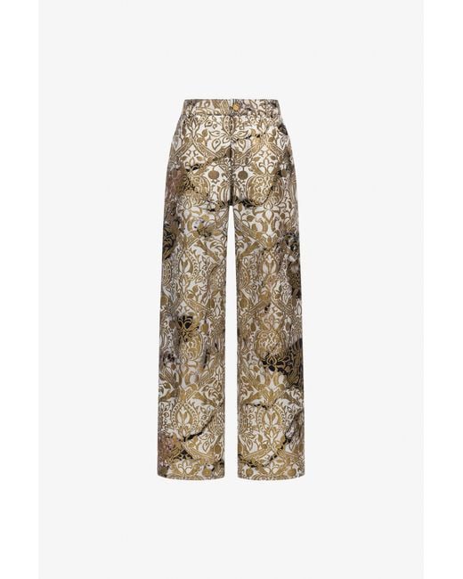 Roberto Cavalli White Marble Printed Pants