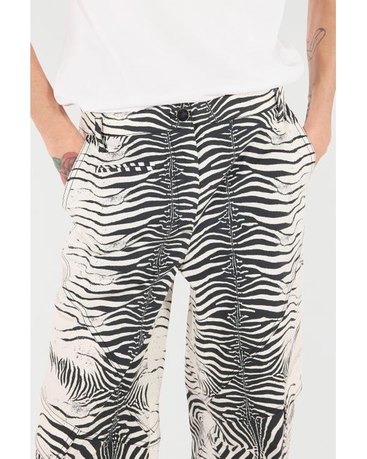 Roberto Cavalli Gray Stretch Cotton Pants With Tigress Print