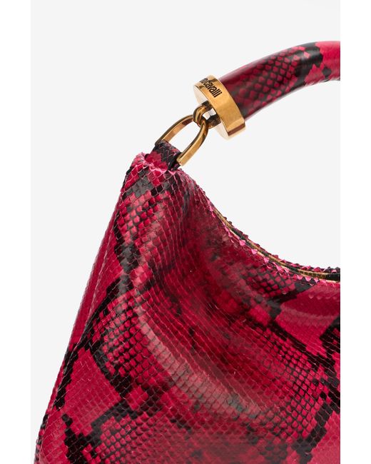 Roberto Cavalli Multicolor Python-Print Hobo Bag
