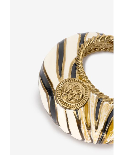 Roberto Cavalli Metallic Hoop Earrings With Ray Of Pattern