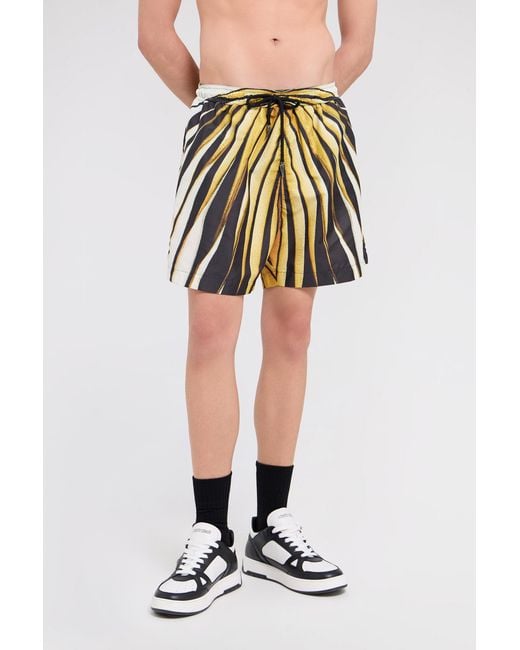 Roberto Cavalli White Ray Of Print Nylon Sea Shorts for men