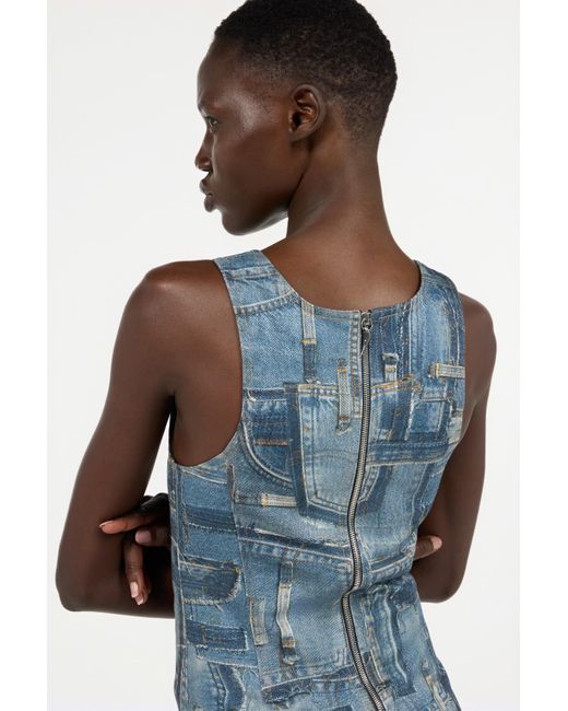 Robe Courte Collection Capsule Patchwork Roberto Cavalli en coloris Blue