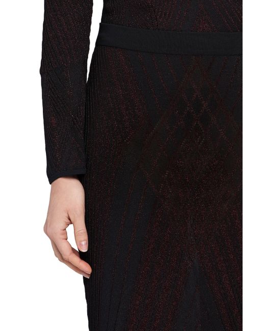 Roberto Cavalli Black Art Deco Geometric Knit Skirt