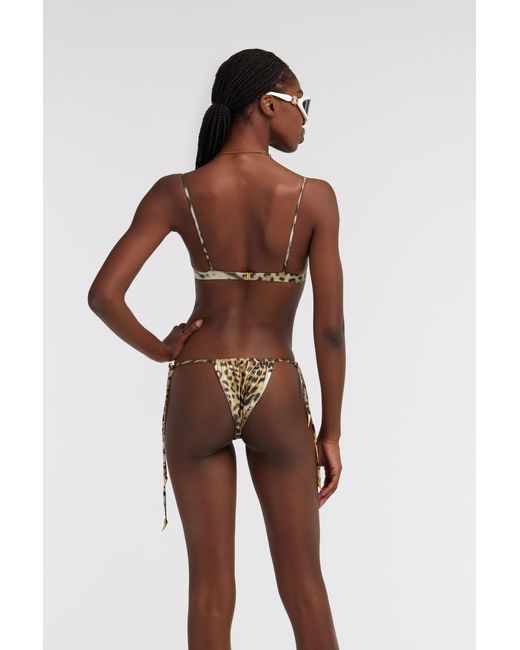 Roberto Cavalli White Slip Bikini Jaguar Skin