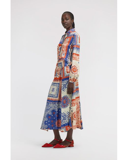 Roberto Cavalli White Bandana Print Maxi Dress