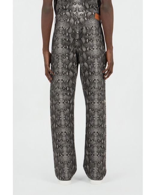 Roberto Cavalli Gray Python Print Denim Jeans for men