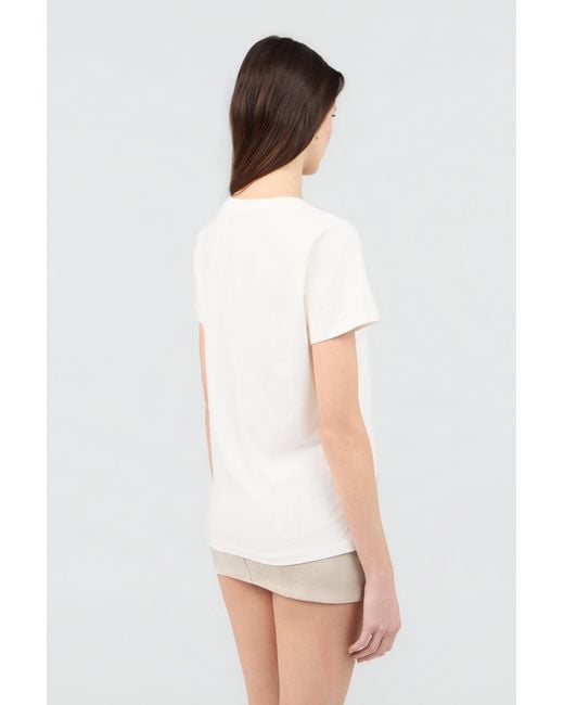 Roberto Cavalli Natural Ivory T-Shirt With Logo