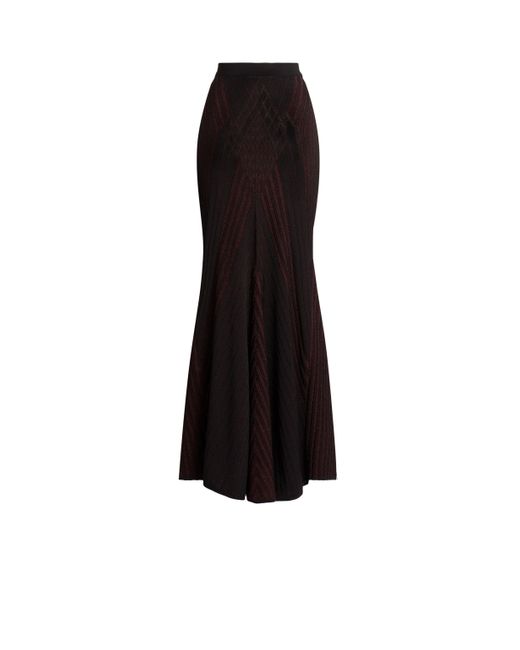 Roberto Cavalli Black Art Deco Geometric Knit Skirt