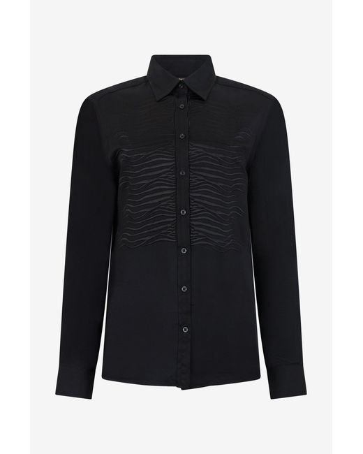 Roberto Cavalli Blue Shirt With Embroidered Zebra Motif