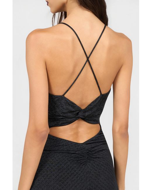Roberto Cavalli Black Serpentine Print Maxi Dress