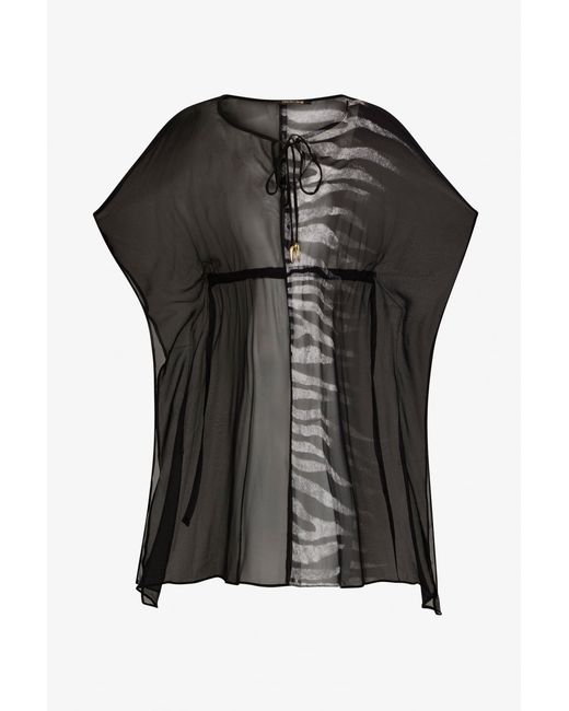 Roberto Cavalli Black Zebra Print Kaftan