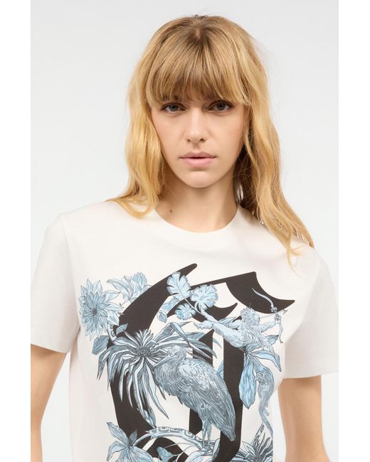 Roberto Cavalli Multicolor T-Shirt With Print And Jc Monogram