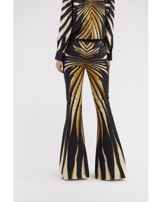 Roberto Cavalli Multicolor Flared Jeans With Ray Of Print