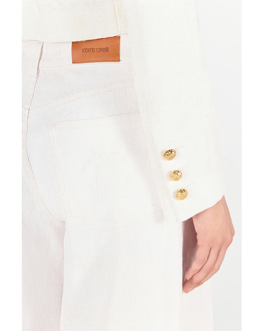 Roberto Cavalli Natural Wall Print Cropped Jacket