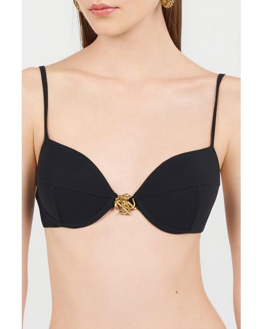 Roberto Cavalli Black Bikini Top With Logo Detail
