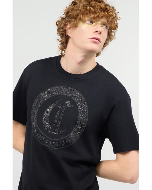Roberto Cavalli Black T-Shirt With Mini-Studded Logo for men