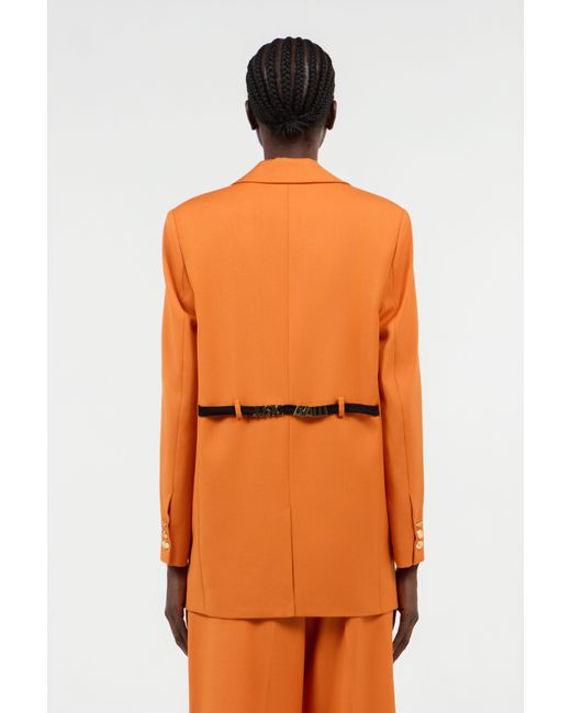 Roberto Cavalli Orange Single-Breasted Jacket With Logo Strap