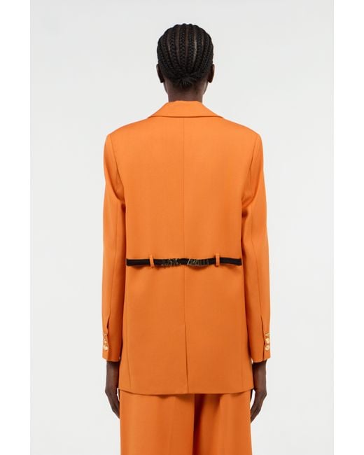 Roberto Cavalli Orange Single-Breasted Jacket With Logo Strap