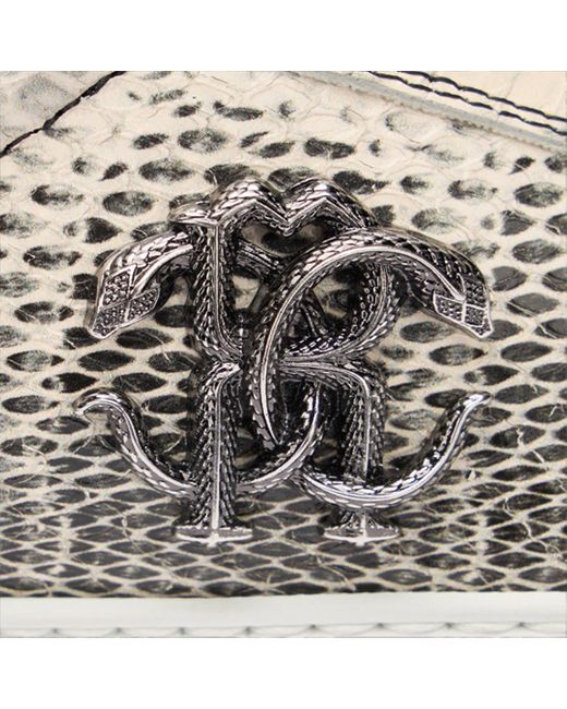 Roberto Cavalli White Sneakers With Cobra Print for men