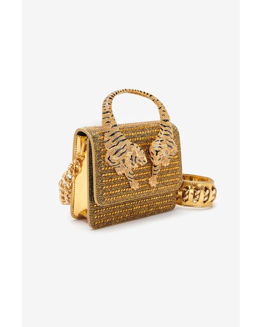 Roberto Cavalli Metallic Mini Roar Bag With Crystals