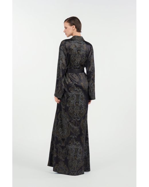 Roberto Cavalli Black Ornamental Silk Kimono Dress