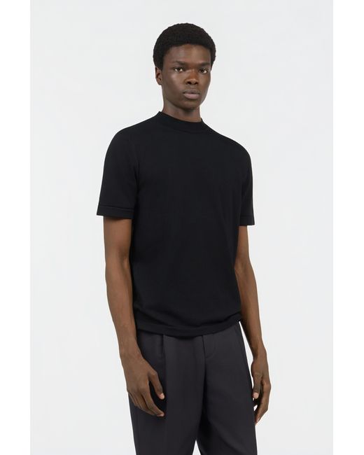 Roberto Cavalli Black Mock Neck T-Shirt for men