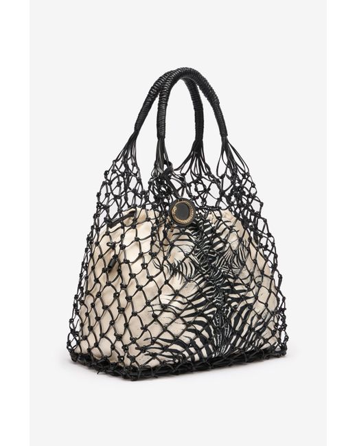 Roberto Cavalli Black Bag With Mesh And Mini Zebra Print