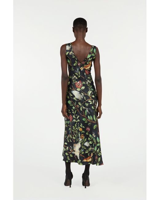 Roberto Cavalli White Silk Twill Dress With Pompei Garden Print