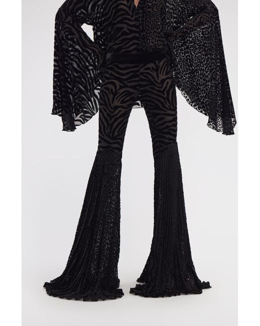 Roberto Cavalli Black Ray Of Print Velvet Pants