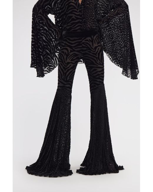 Roberto Cavalli Black Ray Of Print Velvet Pants