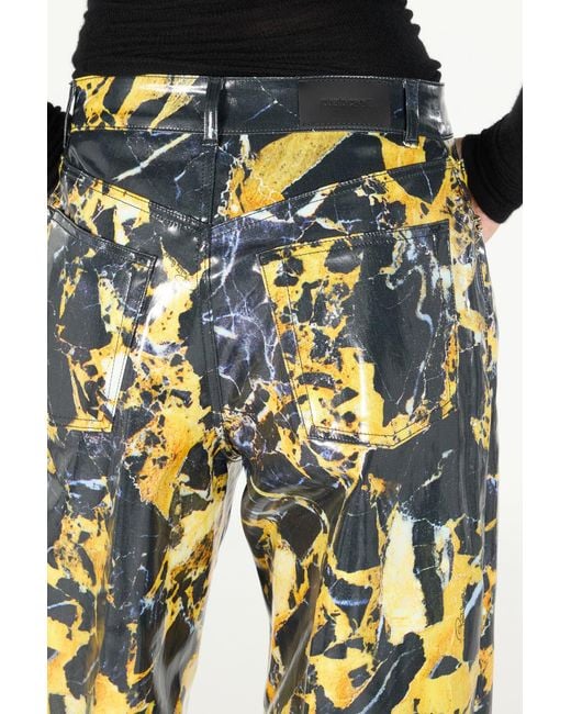 Roberto Cavalli White Loose Trousers With Marble Print