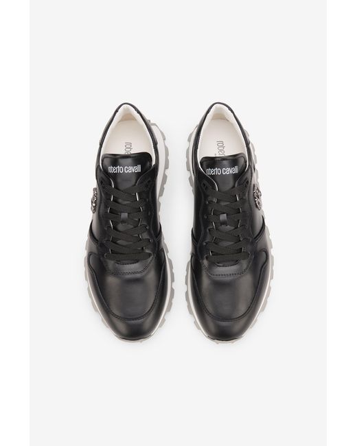 Roberto Cavalli Black Sneakers With Rc Monogram for men