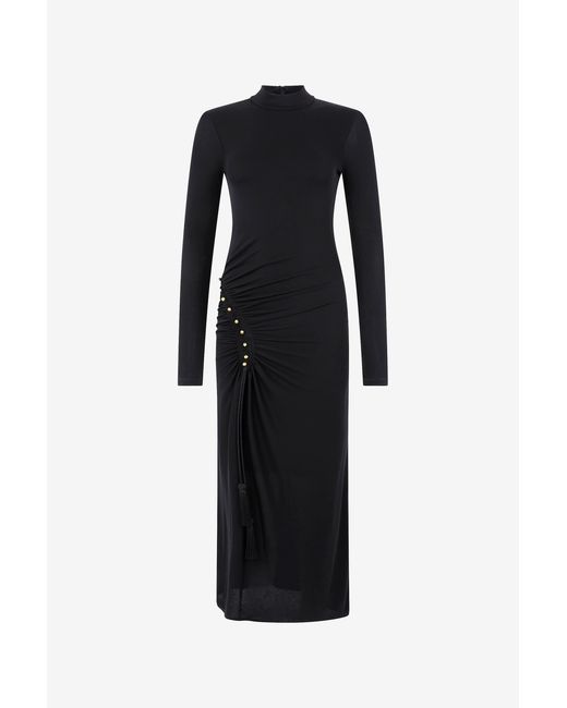 Roberto Cavalli Black Long Dress With Ruffle Detail