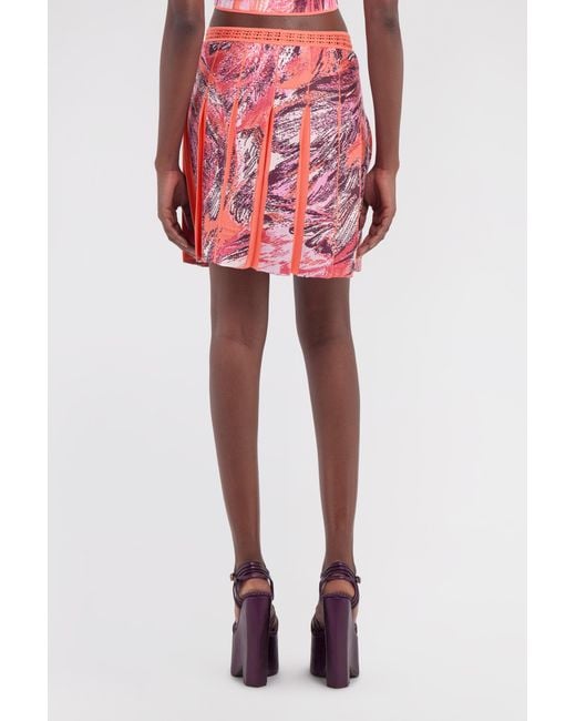Roberto Cavalli Pink Plumange Print Mini Skirt