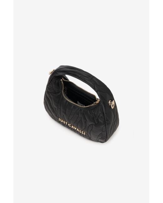 Roberto Cavalli Black Abgesteppte Hobo-Tasche Mit Logo