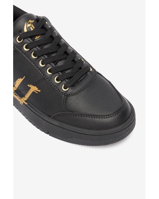 Roberto Cavalli Black Sneakers With Golden Graffiti Logo