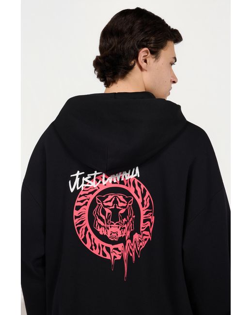 Roberto Cavalli Black Hoodie Sweatshirt With Logo for men